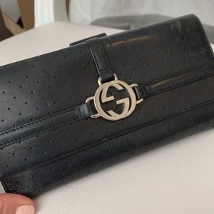 Authentic Gucci GG black leather wallet